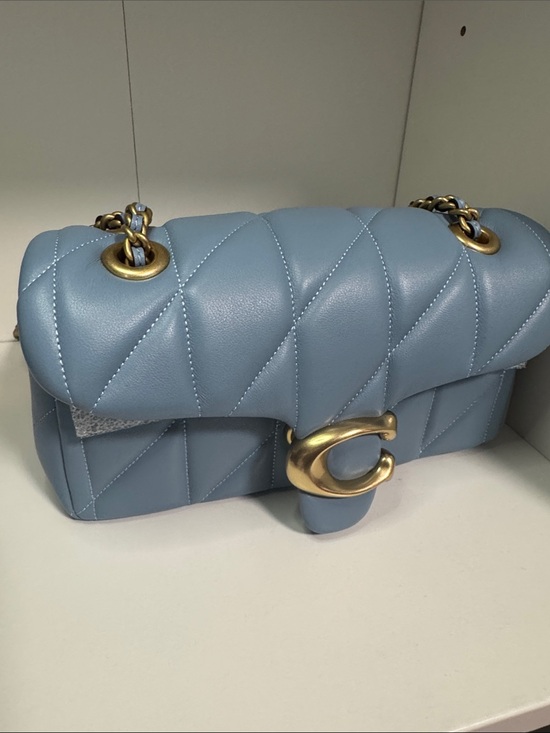 Coach Handbags - Coach Quilted Pale Blue Leather Shoulder Bag with Gold Hardware
